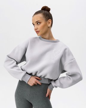 Флисовый укороченный серый свитшот Мави