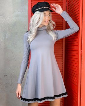 Трикотажное серое платье мини Джерси